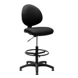 Chaise Office tissu noir - régalble en hauteur - dossier haut