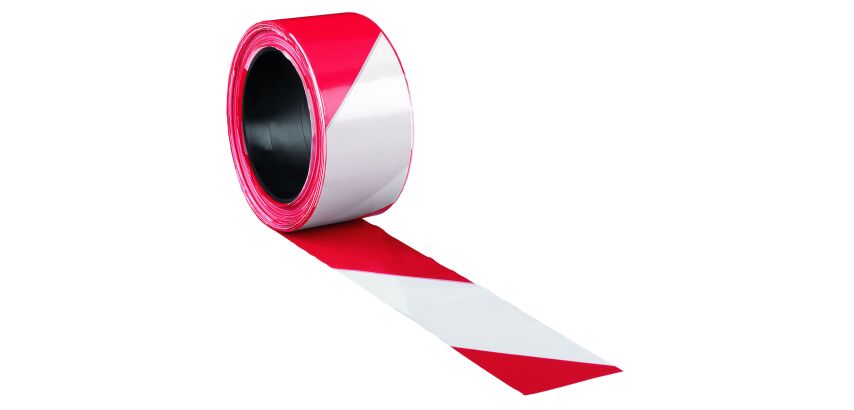 Leitband 100 m x 5 cm nichtklebend, rot/weiß