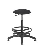 Tabouret Office tissu noir - pieds patins antidérapants