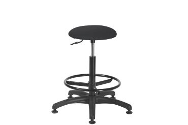 Tabouret Office tissu noir - pieds patins antidérapants