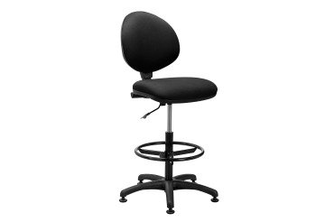 Chaise Office tissu noir - contact permanent - dossier haut