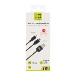 T'nB Câble USB 2.0 A mini et micro USB mâle/mâle - 1,2 m