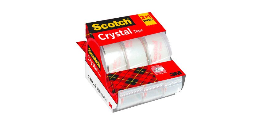 Paket von 2 + 1 Verteiler Scotch Crystal Klebeband