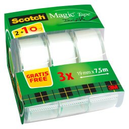 Pakket van 2 + 1 verdelers Scotch Magic plakband
