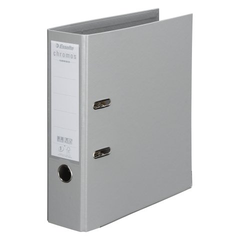 Archivador de palanca Esselte Chromos Plus A4 cartón forrado en plástico- lomo 8 cm gris claro