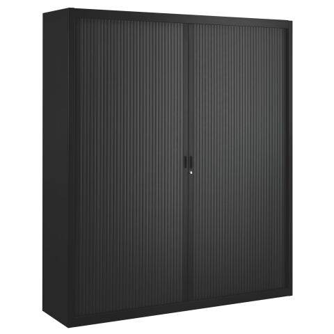 Armario de oficina metálico desmontable Ancho Especial Alt. 200 x An.180 cm Negro Puerta persiana