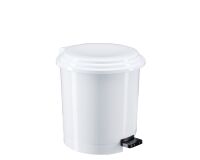 Mülleimer in Plastik 12 L rund mit weißem Pedal