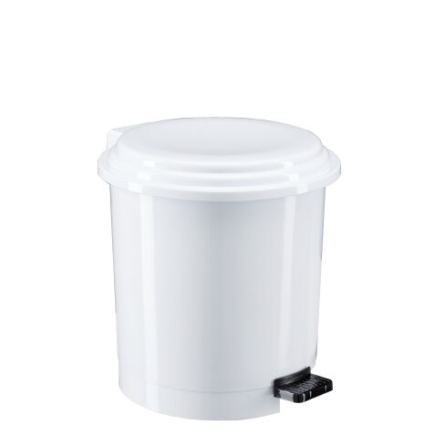 Plastic vuilnisbak 12 L rond met witte pedaal