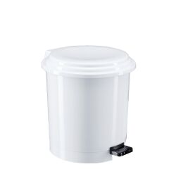 Plastic garbage can 12 L round with white pedal