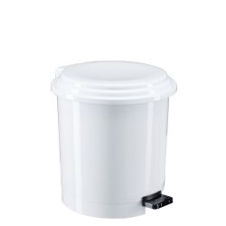 Poubelle plastique 12 litres ronde blanche à pédale