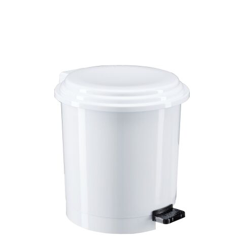 Poubelle plastique 12 litres ronde blanche à pédale