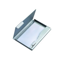 Houder visitekaartjes Durable aluminium voor 20 kaartjes.