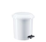 Poubelle blanche en plastique à pédale 6 L ronde