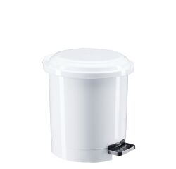 Plastic garbage can 6 L round with white pedal