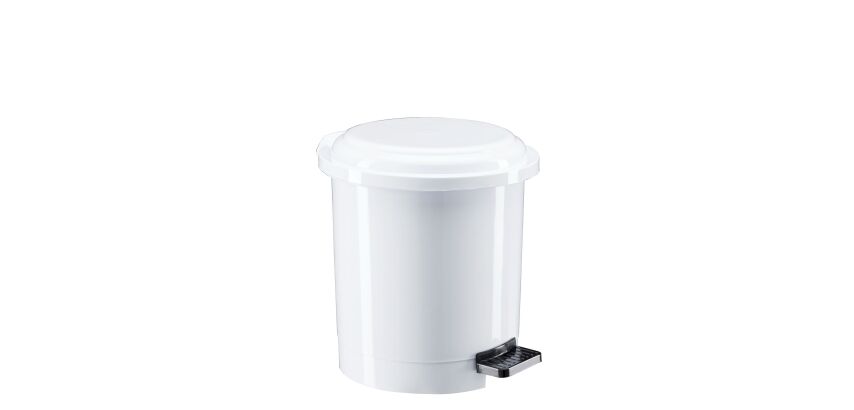 Plastic garbage can 6 L round with white pedal