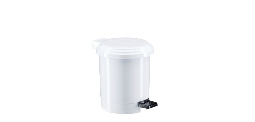 Plastic vuilnisbak 3 L rond met witte pedaal