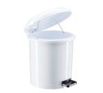 Poubelle blanche en plastique à pédale 6 L ronde