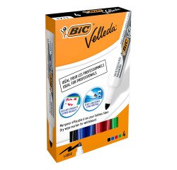 Rotulador de pizarra blanca Bic Velleda 1711 punta cónica - Caja de 4 surtidos