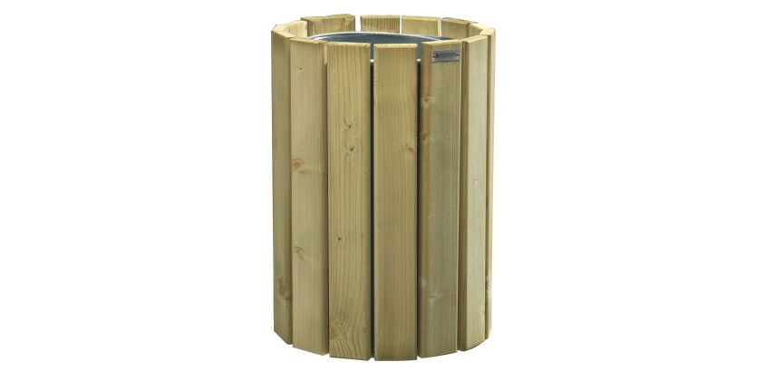 Corbeille murale 20 litres Eden Rossignol ronde extérieur bois