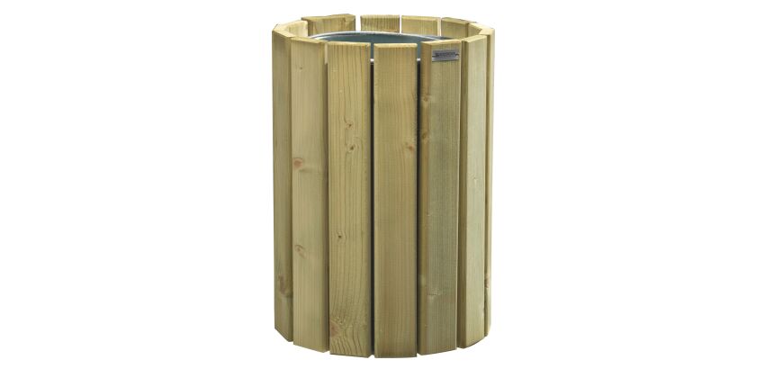 Corbeille murale 20 litres Rossignol Eden ronde extérieur bois