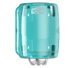 Distributeur Tork à dévidage central blanc et turquoise M2, design compact, gamme Performance