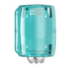 Distributeur Tork à dévidage central blanc et turquoise M2, design compact, gamme Performance