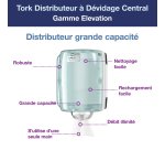 Distributeur Tork à dévidage central blanc et turquoise M2, design compact, gamme Performance