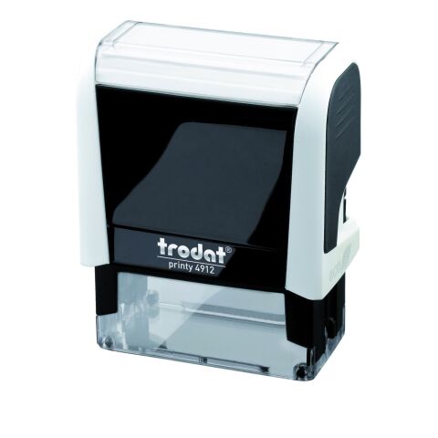 Trodat Printy 4912 sello con texto personalizado 5 líneas 47 x 18 mm monocromo carcasa blanca