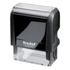 Trodat Printy 4912 sello con texto personalizado 5 líneas 47 x 18 mm monocromo carcasa negra