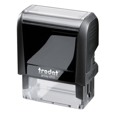 Trodat Printy 4912 sello con texto personalizado 5 líneas 47 x 18 mm monocromo carcasa negra
