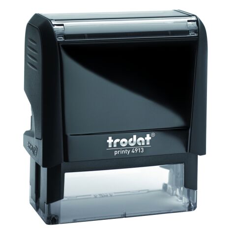 Trodat Printy 4913 sello con texto personalizado 7 lineas 58 x 22 mm monocromo carcasa negro