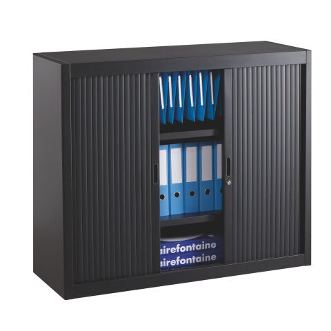 Armarios de oficina metálico desmontable Clásico Alt. 100 x An. 120 cm Negro Puerta persiana