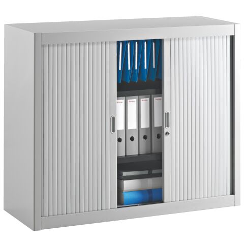 Armarios de oficina metálico desmontable Clásico Alt. 100 x An. 120 cm Gris claro Puerta persiana