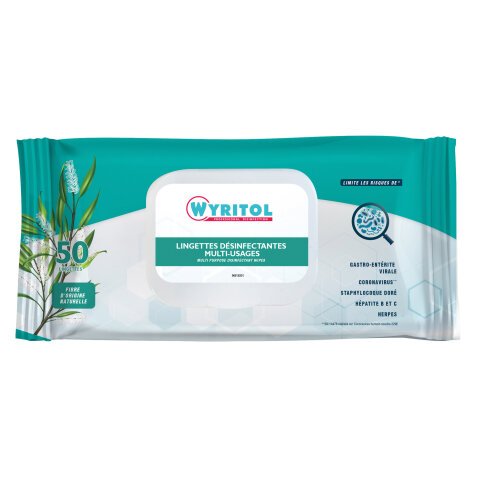 Lingettes désinfectantes multi-usages Wyritol Professional Desinfection - Paquet de 50