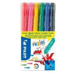 Feutre Pilot Frixion Colors couleurs assorties pointe ogive moyenne - Pochette de 6