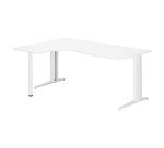 Bureau compact blanc L 180 cm retour à droite piètement L métal Plus Essens