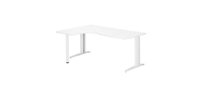 Bureau compact blanc L 180 cm retour à droite piètement L métal Plus Essens