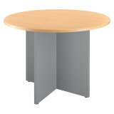 Table ronde 100 cm plateau blanc pieds croix Essens