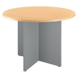 Table ronde 100 cm plateau blanc pieds croix Essens
