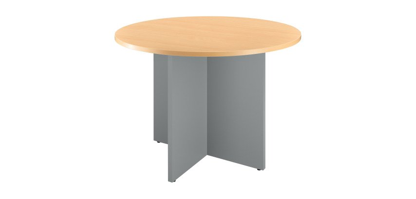 Table ronde 100 cm plateau blanc pieds croix Essens