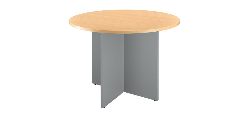 Table ronde 100 cm plateau blanc pieds croix Essens