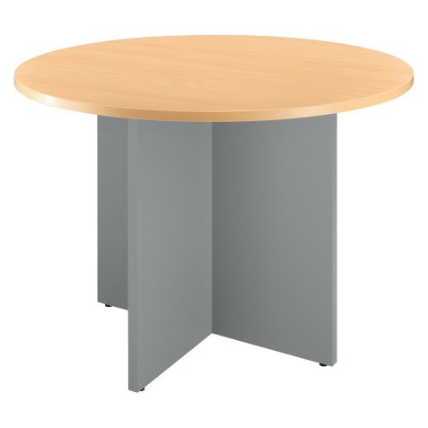 Table ronde 100 cm plateau blanc pieds croix Essens