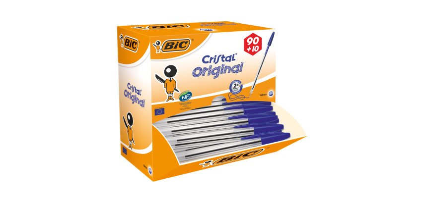 Pack of 90 Bic Cristal ballpoint pens + 10 free