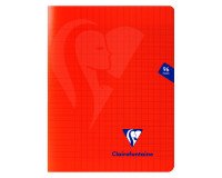 Cahier piqué Clairefontaine Mimesys - 17 x 22 cm - grands carreaux - 96 pages - rouge