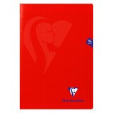 Cahier piqué Clairefontaine Mimesys A4 - 21 x 29,7 cm grands carreaux 96 pages rouge