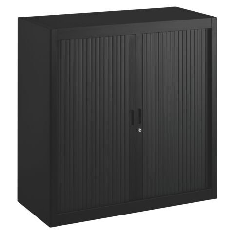Armarios de oficina metálico desmontable Clásico Alt. 100 x An. 100 cm Negro Puerta persiana