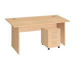 Excellens Right Desk Pack Wood L 160 x D 80 cm solid base + mobile pedestal 3 drawers Excellens
