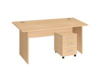 Excellens Wooden Right Desk Pack L 160 x D 80 cm with full legs + Excellens mobile pedestal with 3 drawers