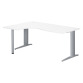 Bureau compact blanc L 180 cm retour à droite piètement L métal Plus Essens