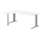Bureau compact blanc L 180 cm retour à droite piètement L métal Plus Essens